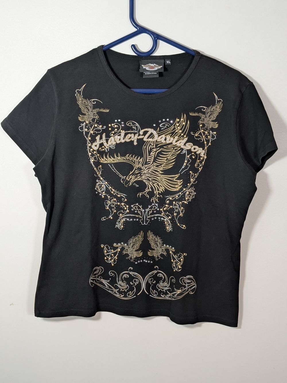 Harley-Davidson Black Tee with Gold Eagle Graphic